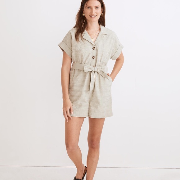Madewell Seersucker Camp Romper XS Nf853 - Picture 1 of 5